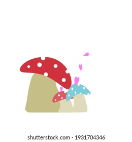 Vector family mushroom mom and kids, love concept on mother’s day