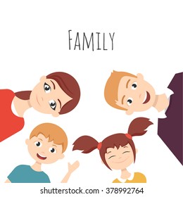 Vector family portrait: mom, dad, daughter and son.
