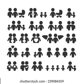 Vector family and relationships icons set