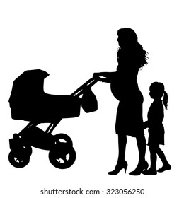 Vector family silhouette on a white background.