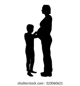 Vector family silhouette on a white background.