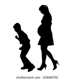 Vector family silhouette on a white background.