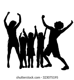 Vector family silhouette on a white background.