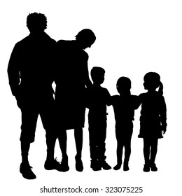 Vector family silhouette on a white background.