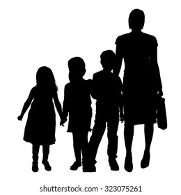 Vector family silhouette on a white background.