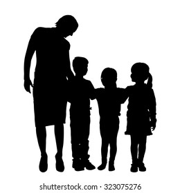 Vector family silhouette on a white background.