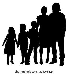 Vector family silhouette on a white background.