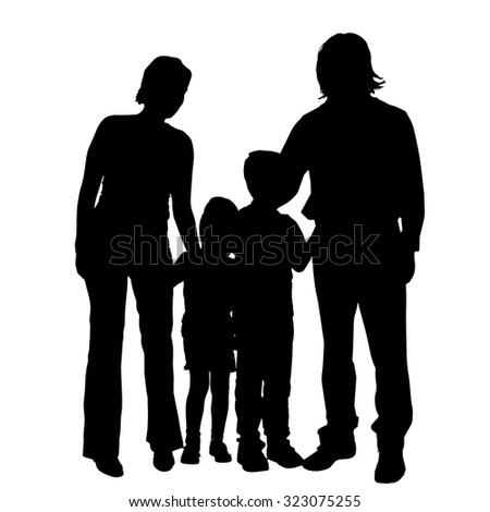 Vector Family Silhouette On White Background Stock Vector (Royalty Free