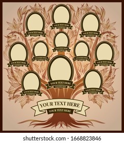 Vector Family Tree Background Illustration. Genealogy Template. 