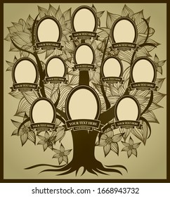 Vector family tree background illustration. Genealogy template. 