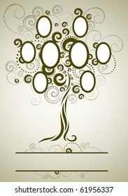 Vector family tree design with frames and autumn leafs. Place for text