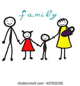 Stick Figure Family Vector Stock Vector (Royalty Free) 733577512 ...