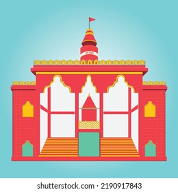 Vector del famoso edificio, punto de referencia de Raipur. Ram mandir. Un templo sagrado para venerar a Lord Rama. texto en la traducción de la imagen: Ram mandir