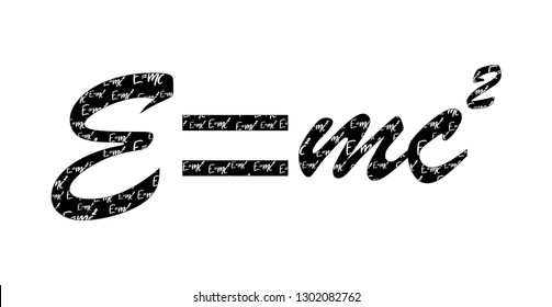 Vector Famous formula  E=mc2 with this formula textures. Formula expressing the equivalence of mass and energy.