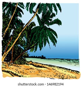 Vector famous places from around the world. Bahamas color