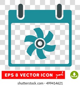 Vector Fan Calendar Day EPS vector pictogram. Illustration style is flat iconic bicolor soft blue symbol on a transparent background.