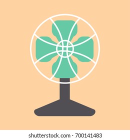 Vector of fan green electric front view design style on orange background