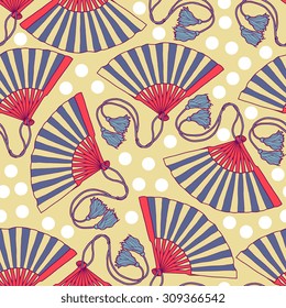 Vector fan seamless pattern with lace