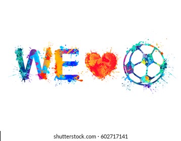 vector fan slogan: we love football (Soccer Ball)