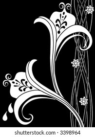 Vector Fancy Floral Ornamental Art. Created in black and white.