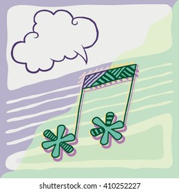 Vector fancy half beat eighth note with speech bubble