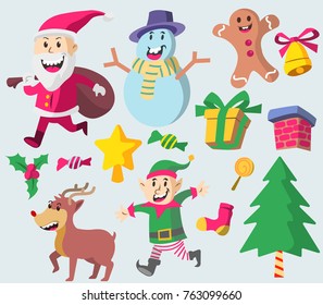 Vector fancy illustration collection set of Christmas character