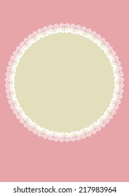 vector fancy label  lace on pink background A4