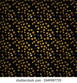 Vector fancy love shape seamless pattern background. Valentines Day. Black, yellow and brown.