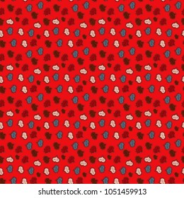 Vector fancy love shape seamless pattern background. Valentines Day. Red, neutral and black.