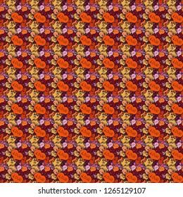 Vector fancy love shape seamless pattern background. Valentines Day. Orange, black and yellow.