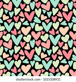 vector fancy love shape valentine heart seamless pattern isolated in black background