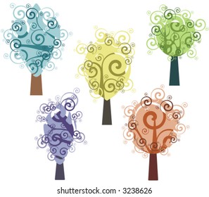 Vector fancy tree designs. Check my portfolio for more of this series as well as thousands of other great vector items.