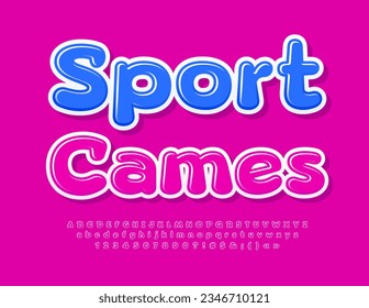 Vector fanny Sign Sport Games. Cartoon style Font for Kids. Bright Glossy Alphabet Letters, Numbers and Symbols