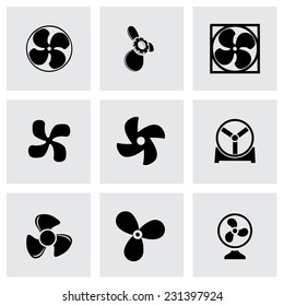 Vector fans and propellers icons set on grey background
