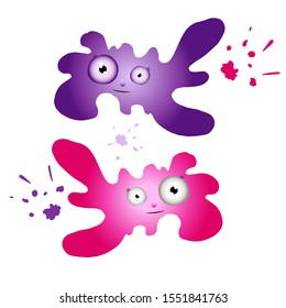 Vector fantastic alien creatures isolated on white. Jelly monster, bacteria, game character