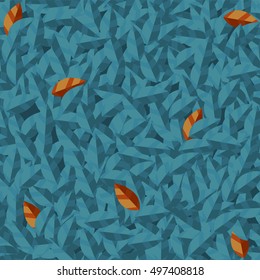 vector fantastic blue and orange foliage seamless pattern