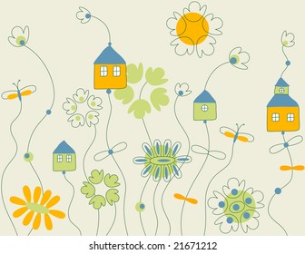 vector with fantastic cottages