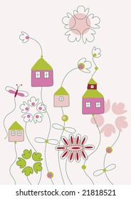 vector with fantastic cottages