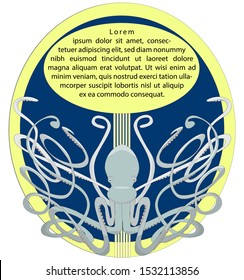 Vector fantastic illustration of octopus, which is drawn in art Nouveau style. Above it there is space for text. Can be used in postcards, posters, printing products with corresponding fantasy concept