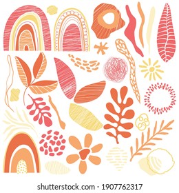Vector Fantastic Plants. Spring Design Elements. Original Design for Wallpaper, Pattern, Print, Card etc