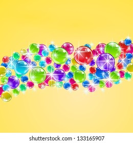 Vector fantasy background with colorful bubbles