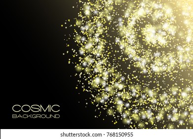 Vector fantasy cosmic galaxy background. Space, nebula and cosmos, stars outer space background with milky way style spiral galaxy. Starry colorful sky