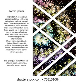 Vector fantasy cosmic galaxy background. Space, nebula and cosmos, stars outer space background with milky way style spiral galaxy. Starry colorful sky