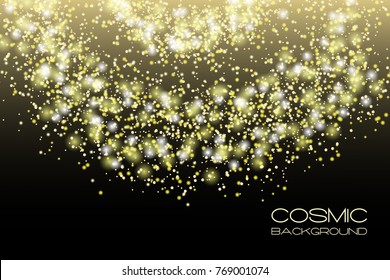 Vector fantasy cosmic galaxy background. Space, nebula and cosmos, stars outer space background with milky way style spiral galaxy. Starry colorful sky