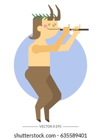 Vector fantasy creature. Flat style. Forest faun