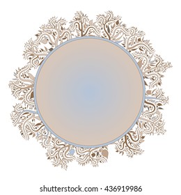 Vector fantasy curl tree  round frame 