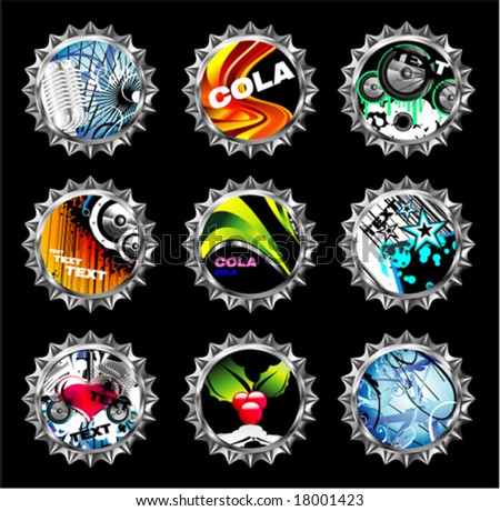 VECTOR Fantasy design bottle caps with music insert (more in my portfolio)