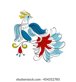 vector Fantasy Firebird in Russian ornamental style