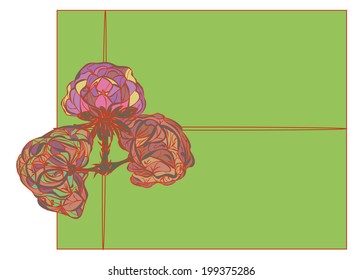 Vector fantasy flower background different color combinations contour tracings.
