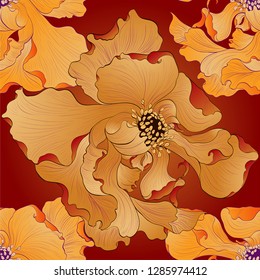Vector. Fantasy flowers - decorative composition. Flowers with long petals. Wallpaper. Seamless patterns Use printed materials, signs, posters, postcards, packaging, print.